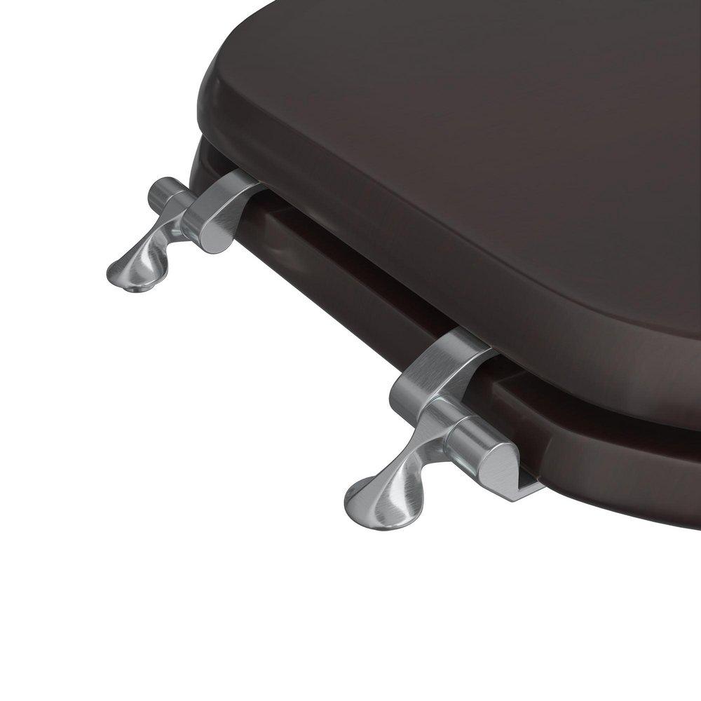 Round Wood Closed Front Toilet Seat in Dark Brown Oak 