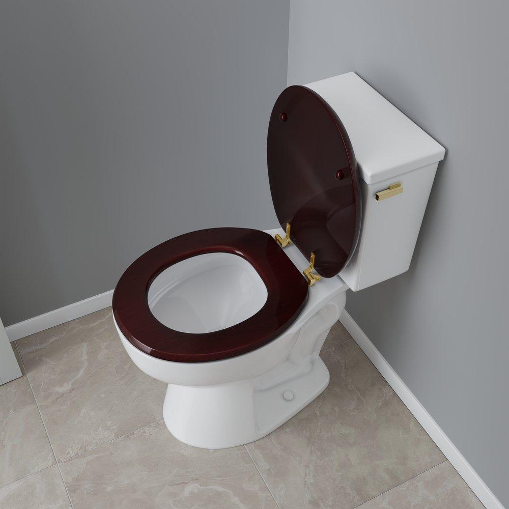 Round Closed-Front Toilet Seat and Lid in Mahogany Wood with Piano Finish image number 0
