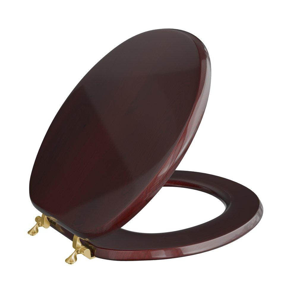 Round Closed-Front Toilet Seat and Lid in Mahogany Wood with Piano Finish image number 1