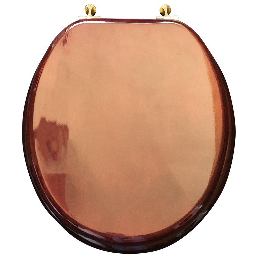 Round Closed-Front Toilet Seat and Lid in Mahogany Wood with Piano Finish 