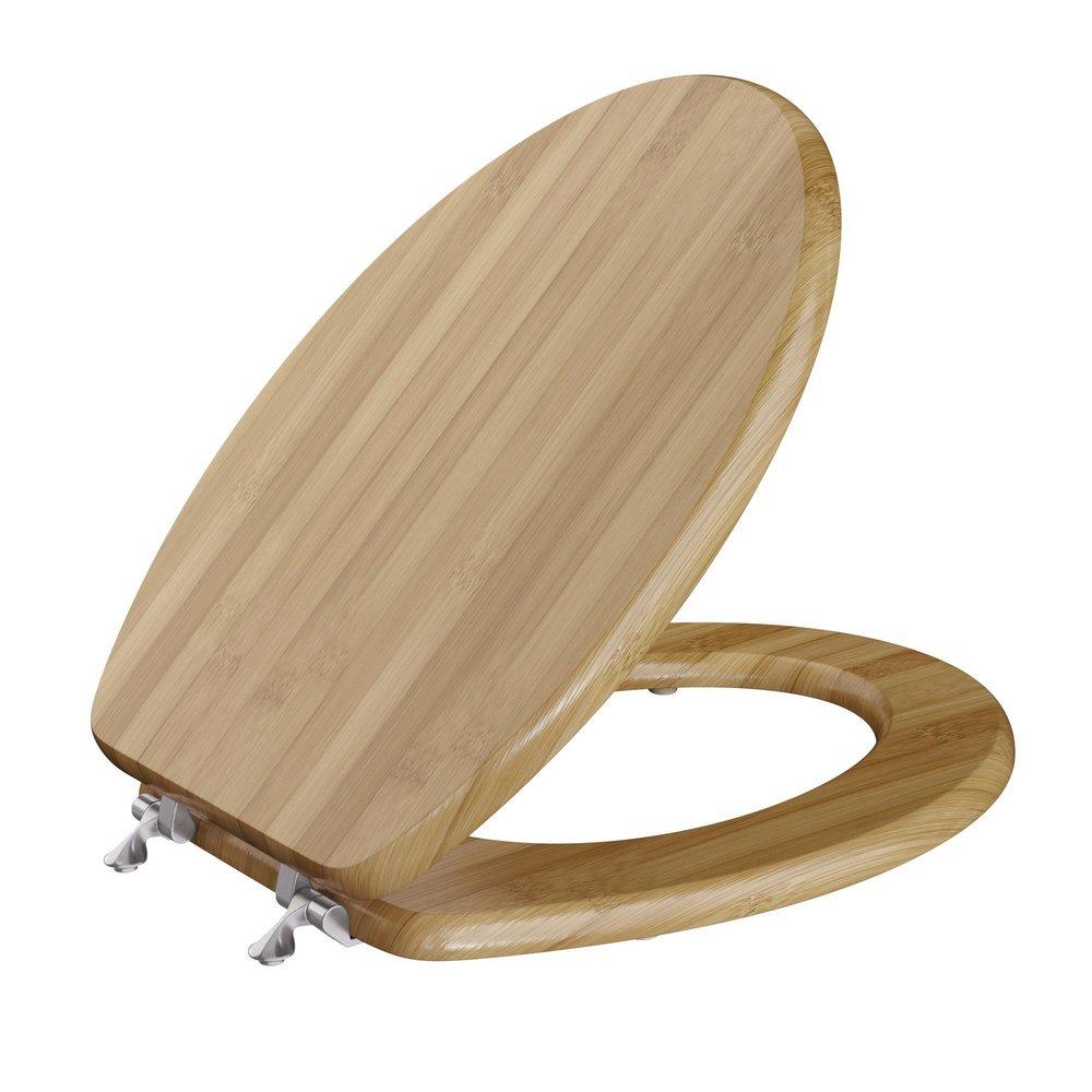 Elongated Closed-Front Toilet Seat and Lid in Rattan Wood image number 1