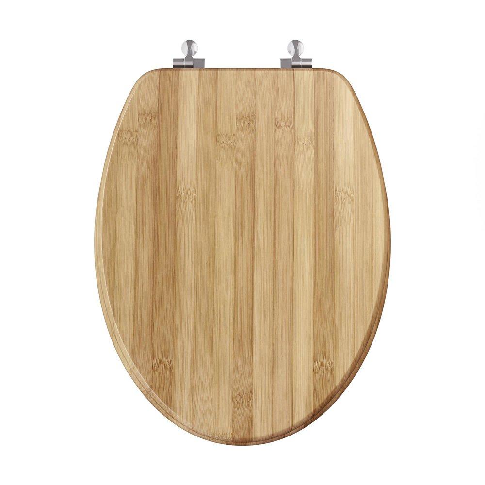 Elongated Closed-Front Toilet Seat and Lid in Rattan Wood 