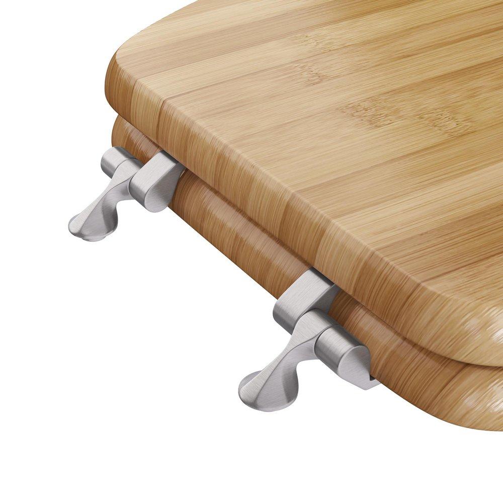 Elongated Closed-Front Toilet Seat and Lid in Rattan Wood 