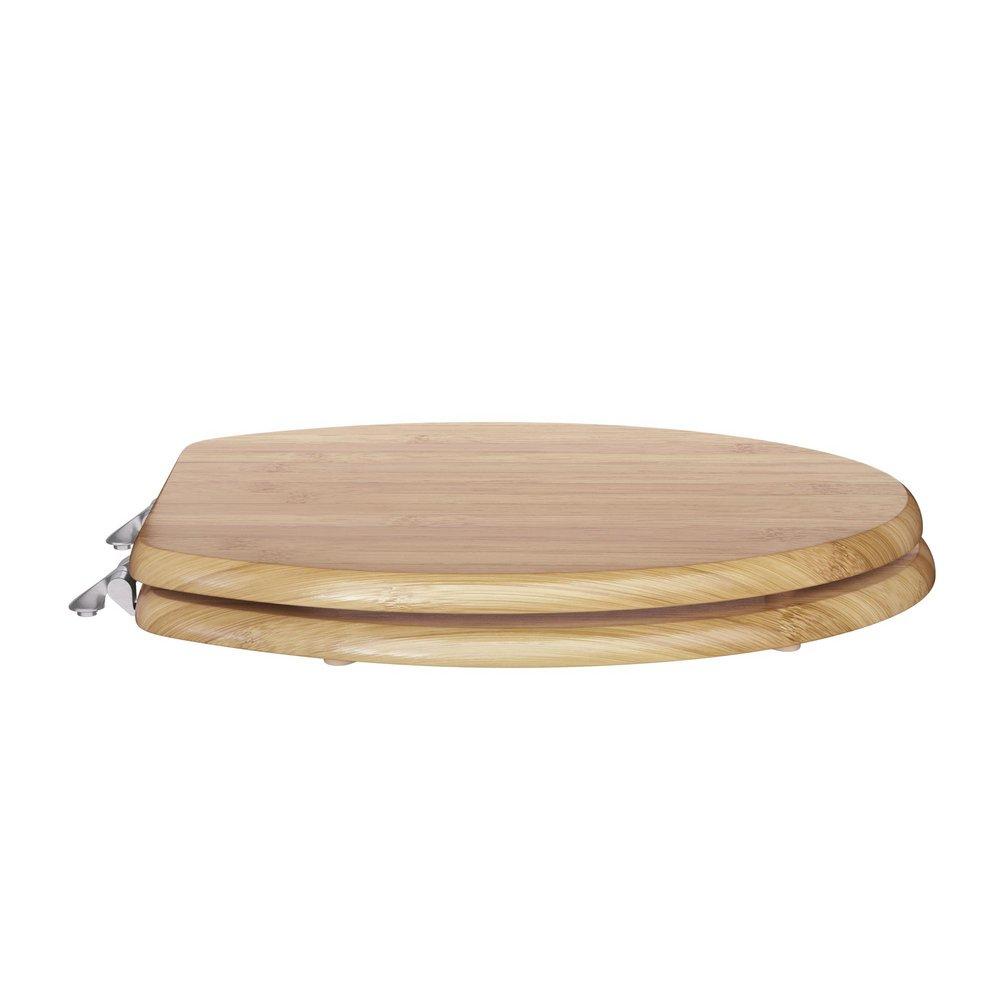 Elongated Closed-Front Toilet Seat and Lid in Rattan Wood 