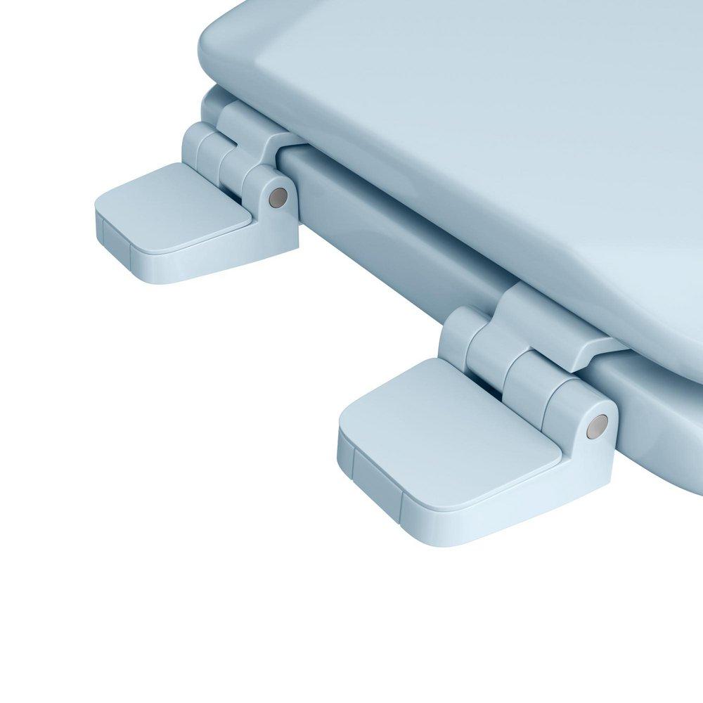 Elongated Closed-Front Toilet Seat and Lid in Dresden Blue Wood 