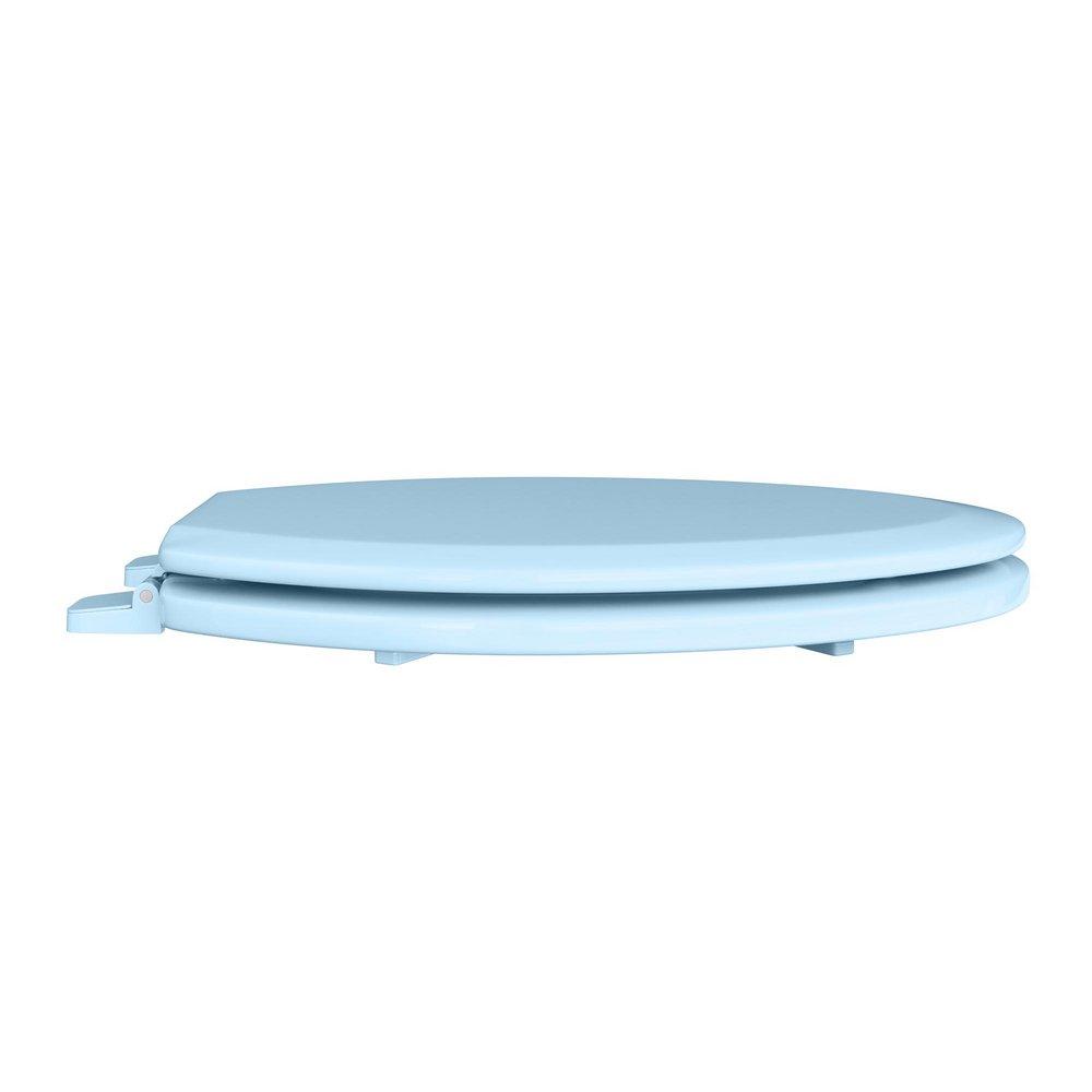 Elongated Closed-Front Toilet Seat and Lid in Regency Blue Wood 