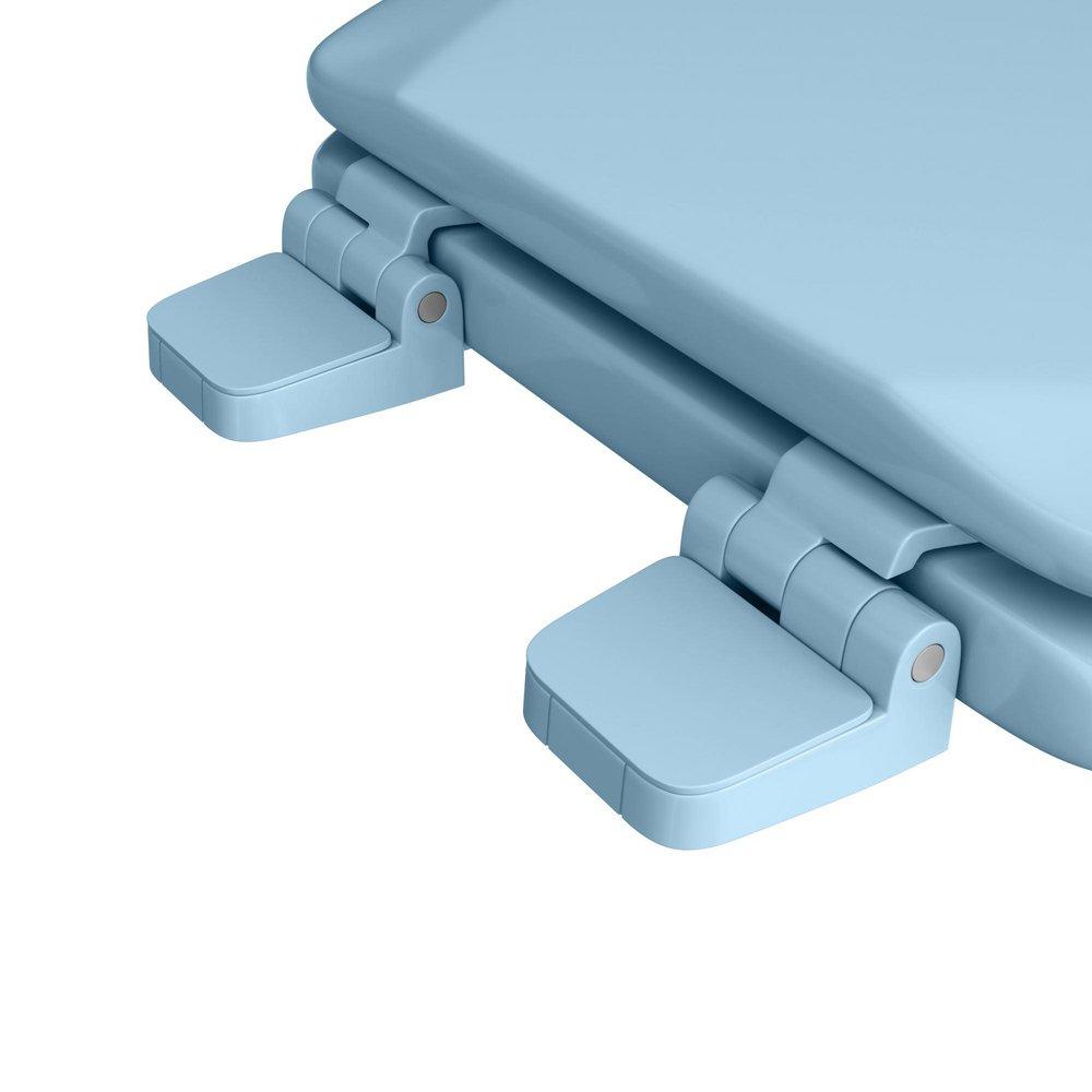 Elongated Closed-Front Toilet Seat and Lid in Regency Blue Wood 