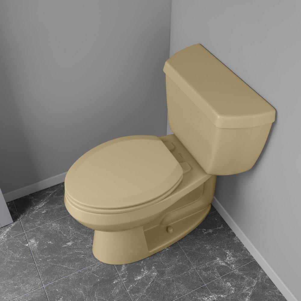 Elongated Closed-Front Toilet Seat and Lid in Citron Yellow Wood 