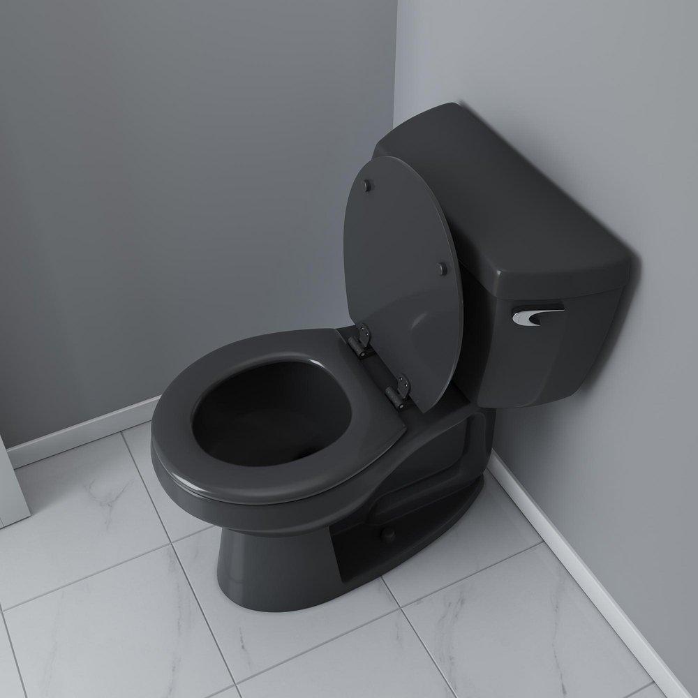 Round Closed-Front Toilet Seat and Lid in Black Wood 