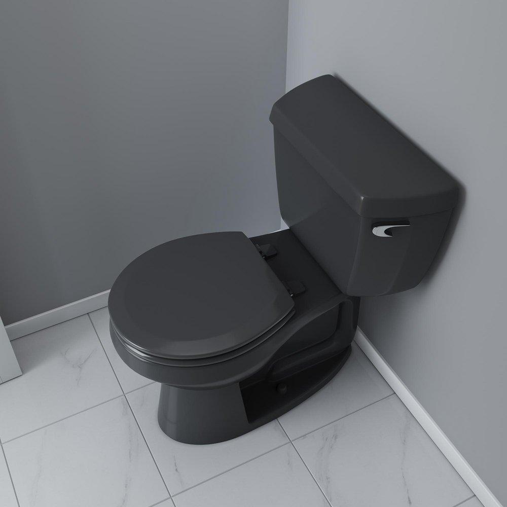 Round Closed-Front Toilet Seat and Lid in Black Wood 