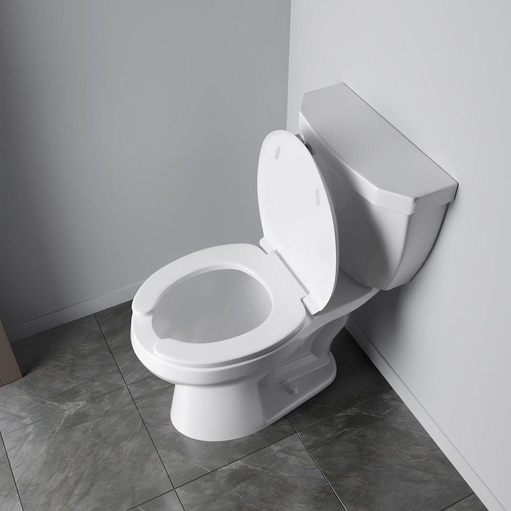 Round Plastic Closed Front Toilet Seat in White 