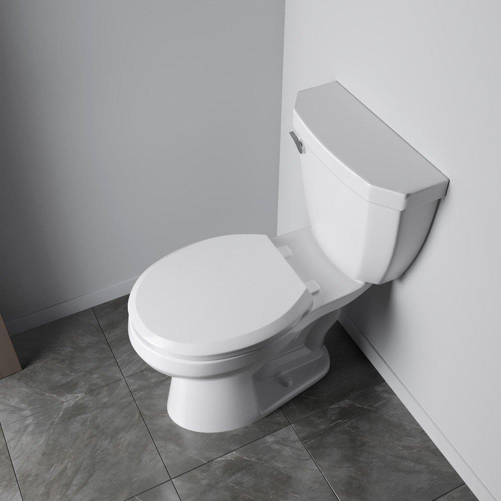 Round Plastic Closed Front Toilet Seat in White 