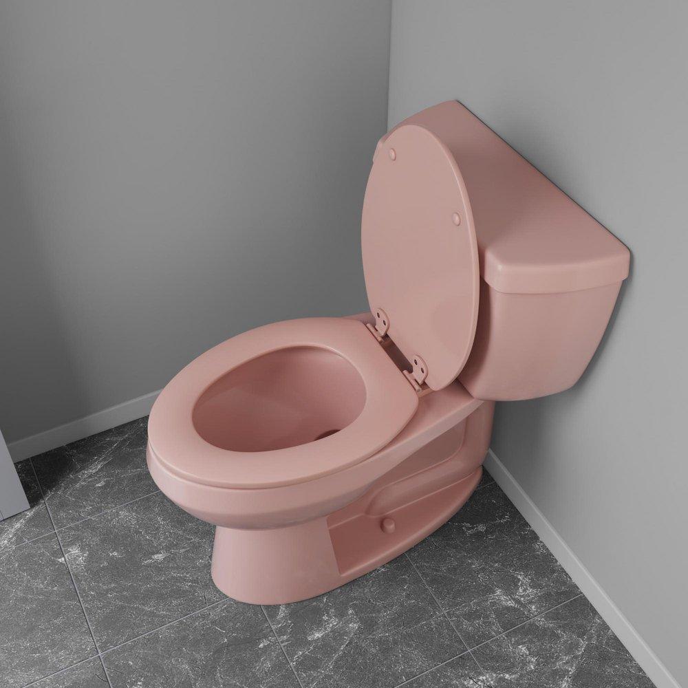 Elongated Closed-Front Toilet Seat and Lid in Venetian Pink Wood 