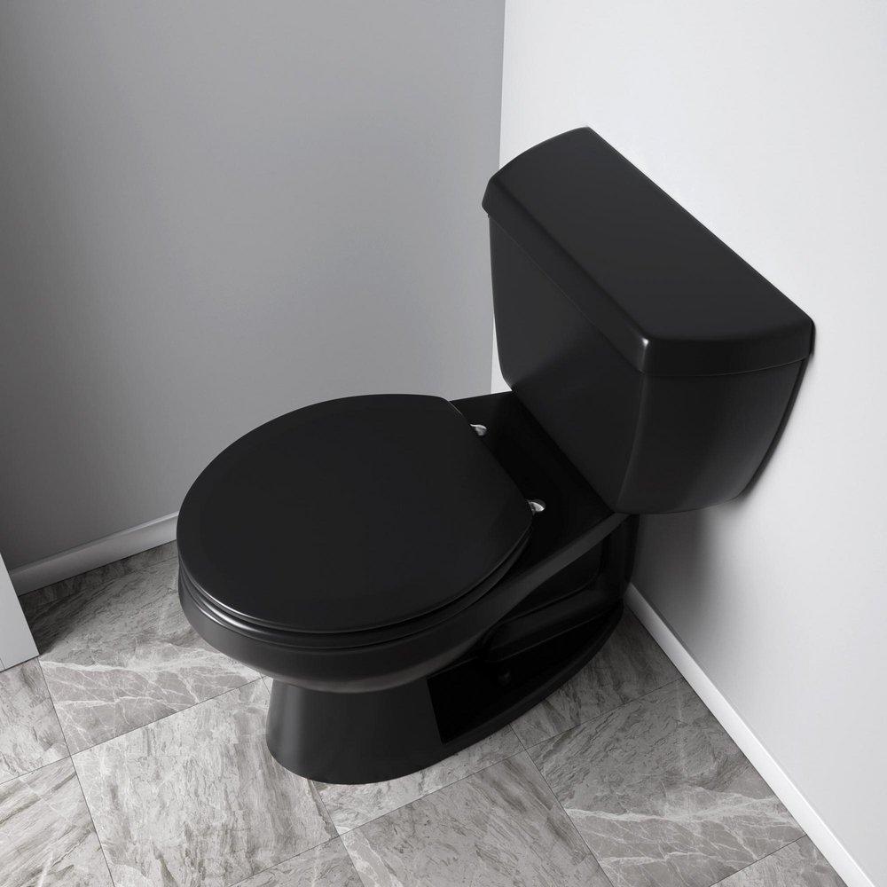 Round Closed-Front Toilet Seat and Lid in Black Wood 