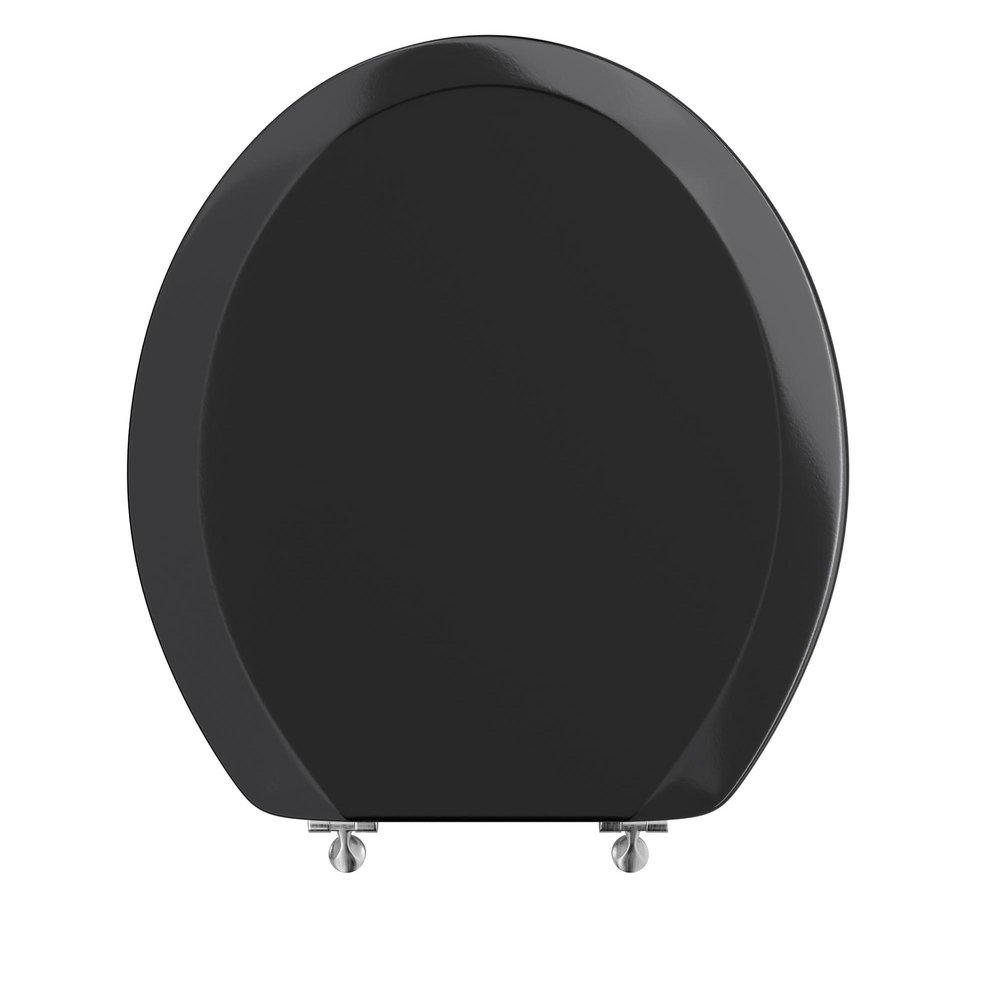 Round Closed-Front Toilet Seat and Lid in Black Wood 