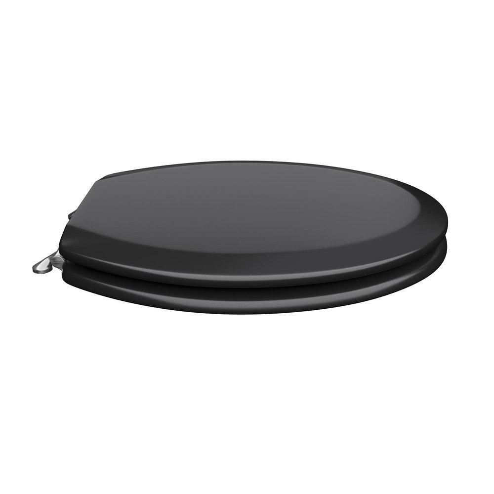 Round Closed-Front Toilet Seat and Lid in Black Wood 