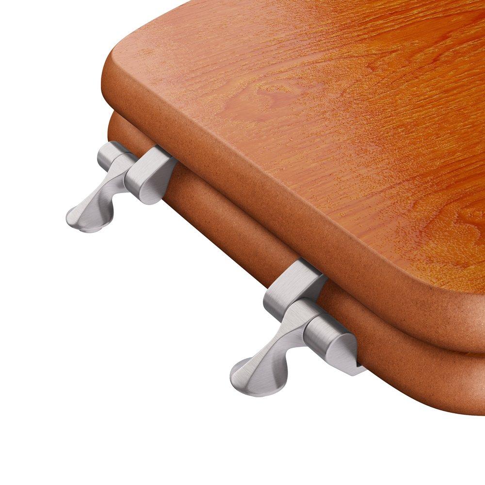 Elongated Closed-Front Toilet Seat and Lid in Oak Wood image number 10