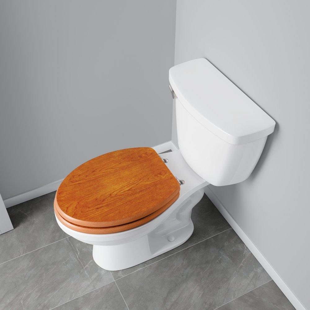 Elongated Closed-Front Toilet Seat and Lid in Oak Wood 