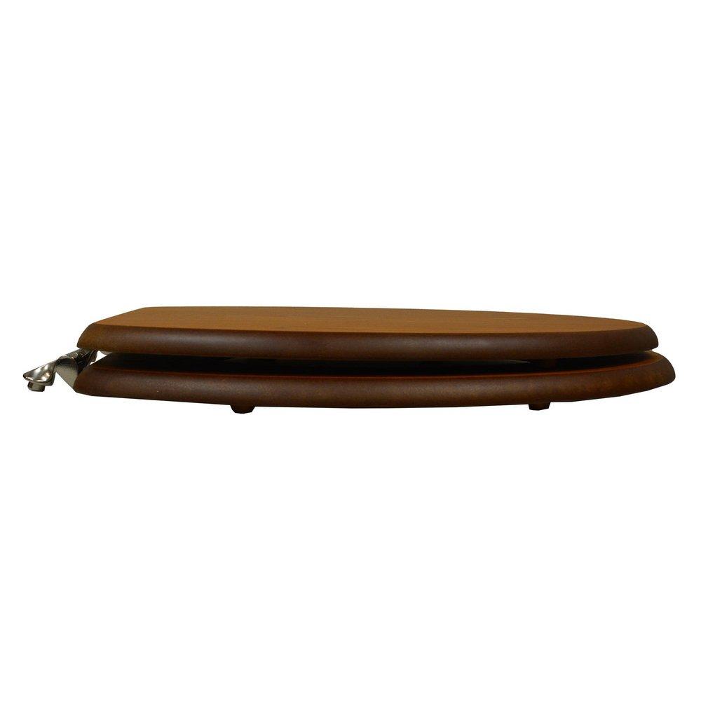 Elongated Closed-Front Toilet Seat and Lid in Oak Wood 