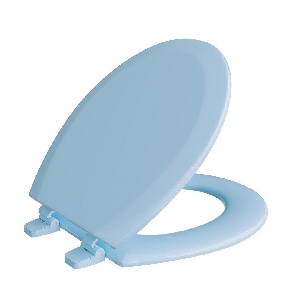 Round Closed-Front Toilet Seat and Lid in Regency Blue Wood image number 4