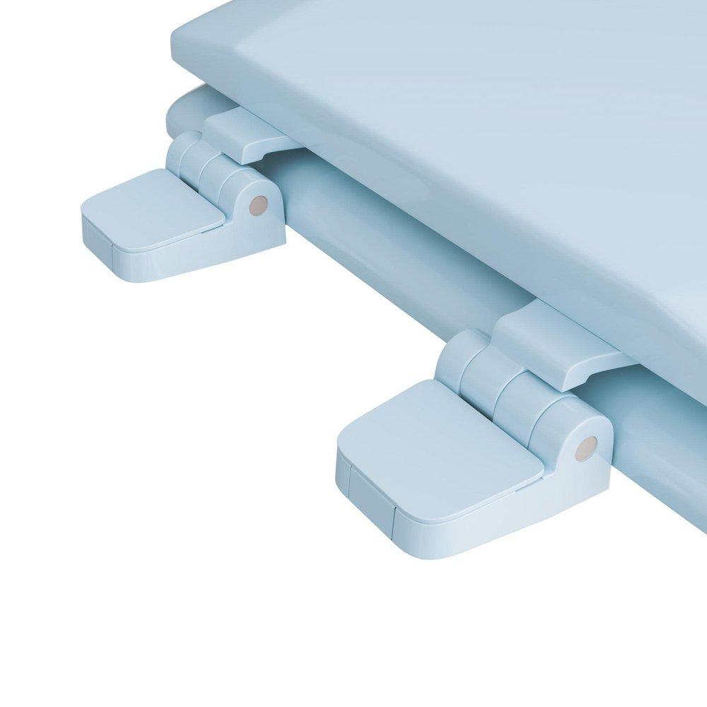 Round Closed-Front Toilet Seat and Lid in Dresden Blue Wood image number 1