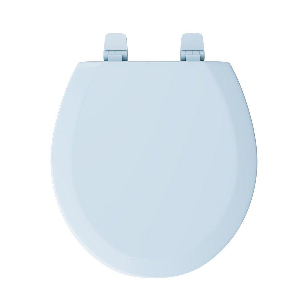 Round Closed-Front Toilet Seat and Lid in Dresden Blue Wood 
