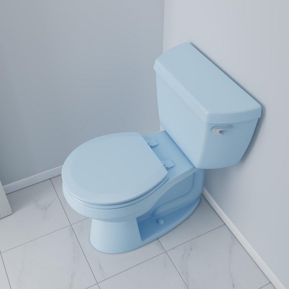 Round Closed-Front Toilet Seat and Lid in Dresden Blue Wood 