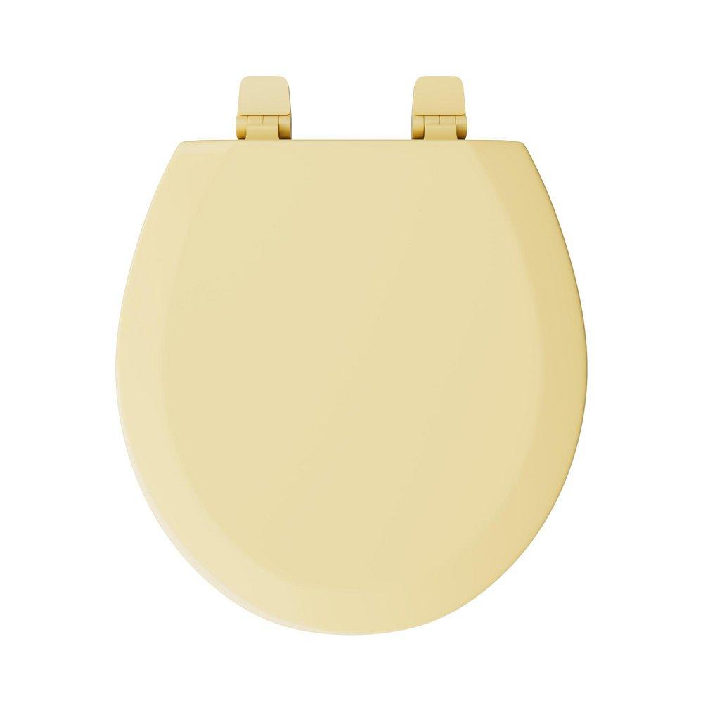 Round Closed-Front Toilet Seat and Lid in Citron Yellow Wood 