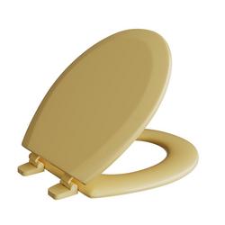 Round Closed-Front Toilet Seat and Lid in Harvest Gold Wood