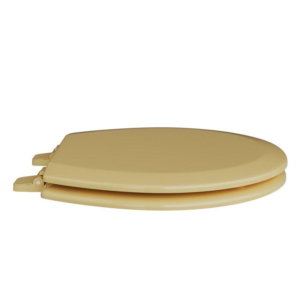 Round Closed-Front Toilet Seat and Lid in Harvest Gold Wood image number 4