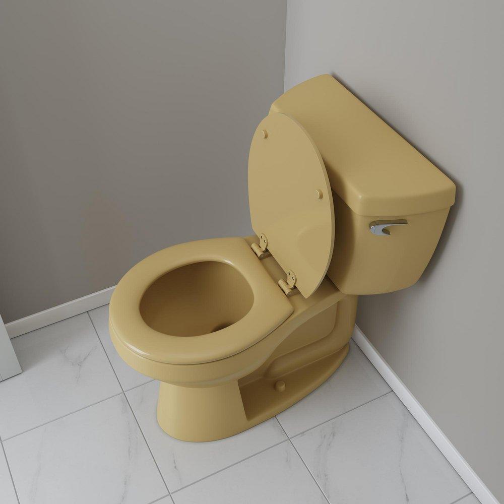 Round Closed-Front Toilet Seat and Lid in Harvest Gold Wood 
