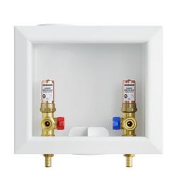 Quarter Turn Valve 1/2 in. PEX Washing Machine Supply Box with Water Hammer Arrestor, Center Outlet