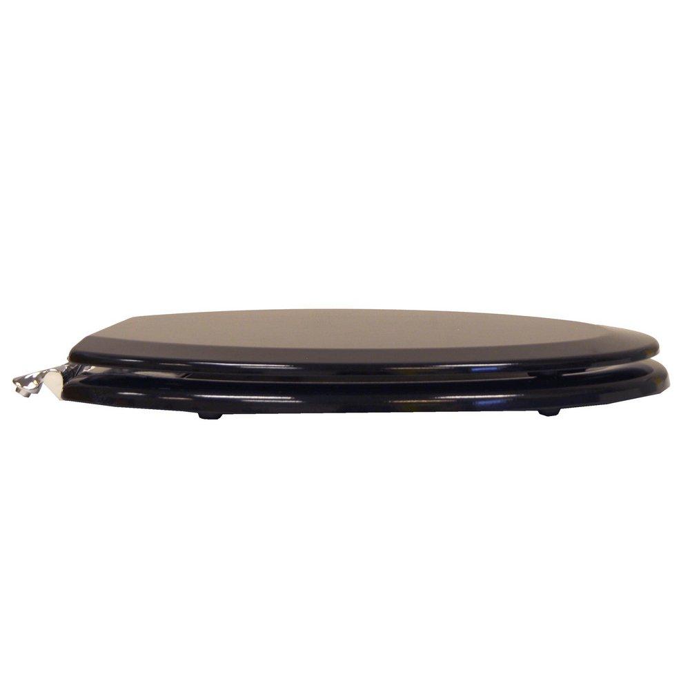 Elongated Wood Closed Front Toilet Seat in Black 