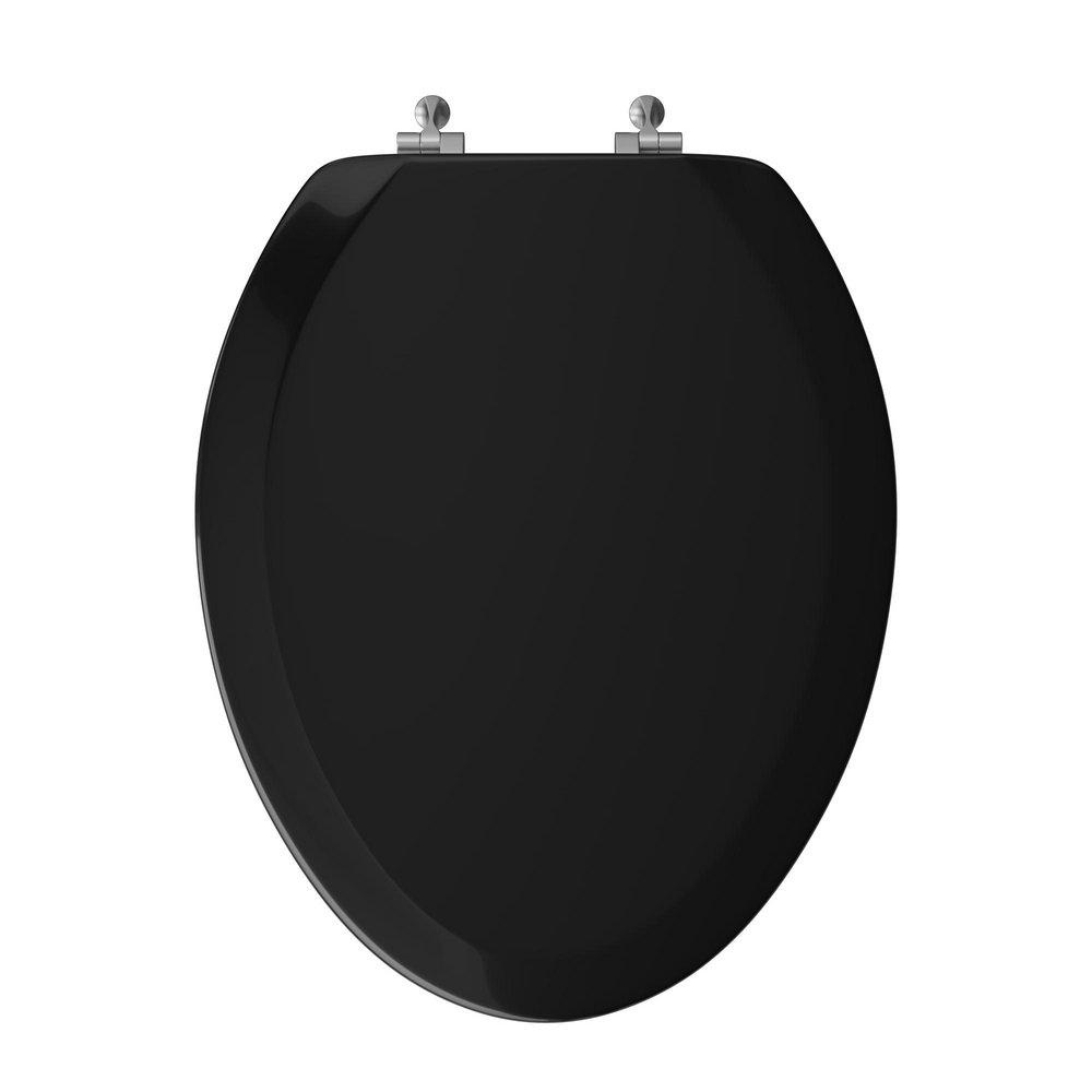 Elongated Wood Closed Front Toilet Seat in Black 