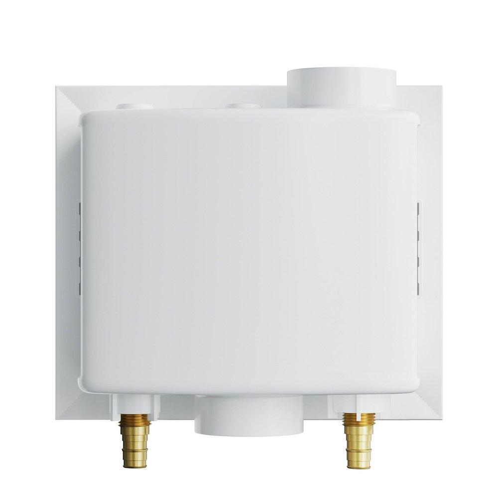 Jones Stephens White Quarter Turn Valve 1/2 in. Washing Machine Supply Box, Center Outlet 