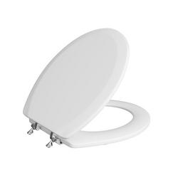 Round Closed-Front Toilet Seat and Lid in White Wood