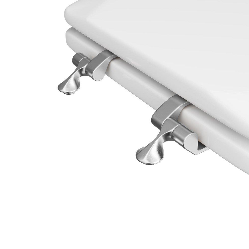 Round Closed-Front Toilet Seat and Lid in White Wood 