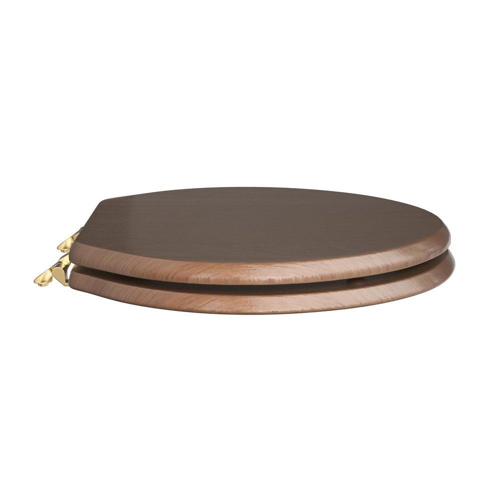 Elongated Closed-Front Toilet Seat and Lid in Natural Oak Wood with Piano Finish 