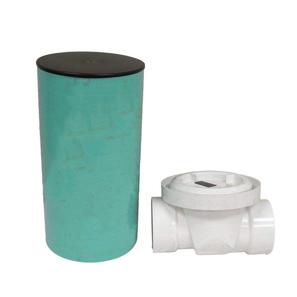 4 in. PVC Backwater Valve with Sleeve and Plastic Lid 