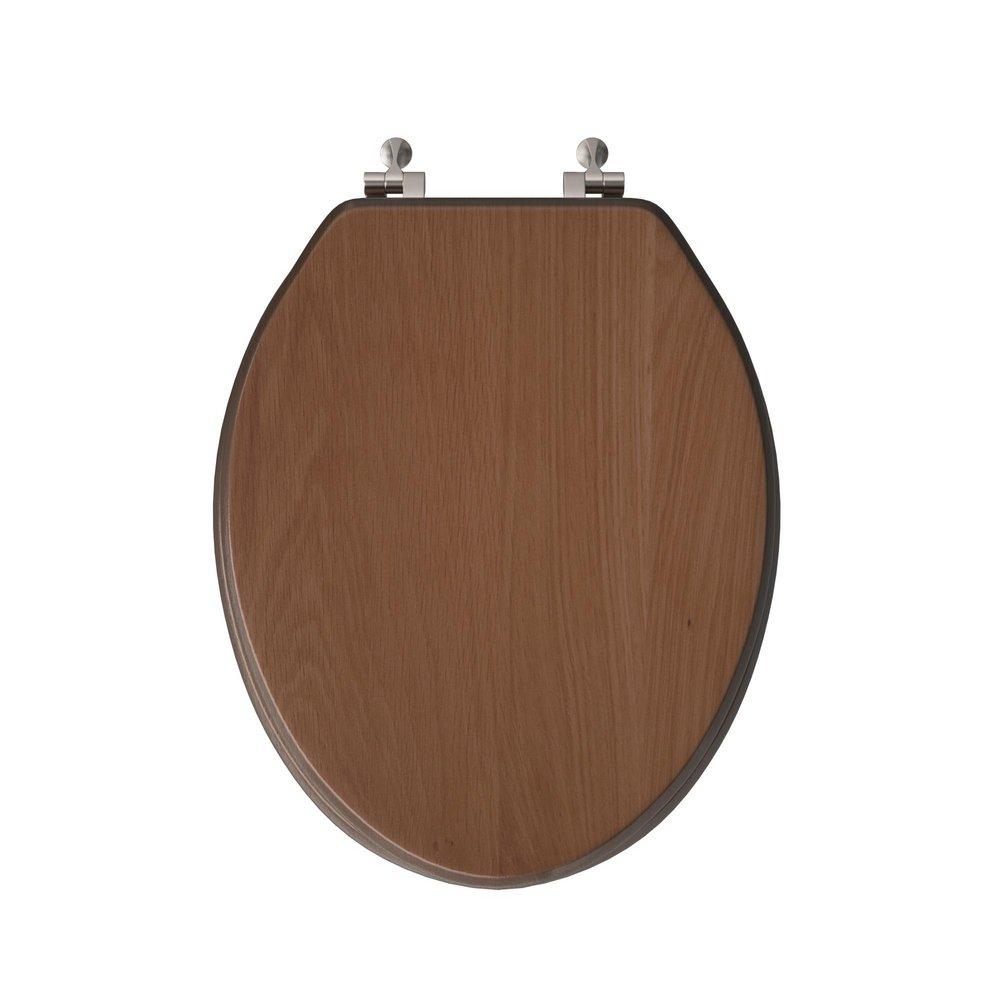 Elongated Closed-Front Toilet Seat and Lid in Natural Oak Wood with Piano Finish 