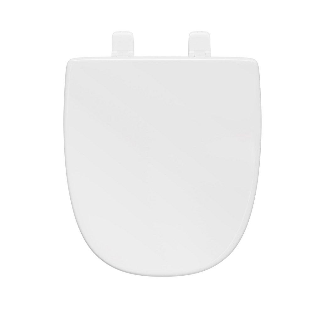 Round Closed-Front Toilet Seat and Lid in White Wood with Square Front image number 0