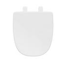 Round Closed-Front Toilet Seat and Lid in White Wood with Square Front image number 0