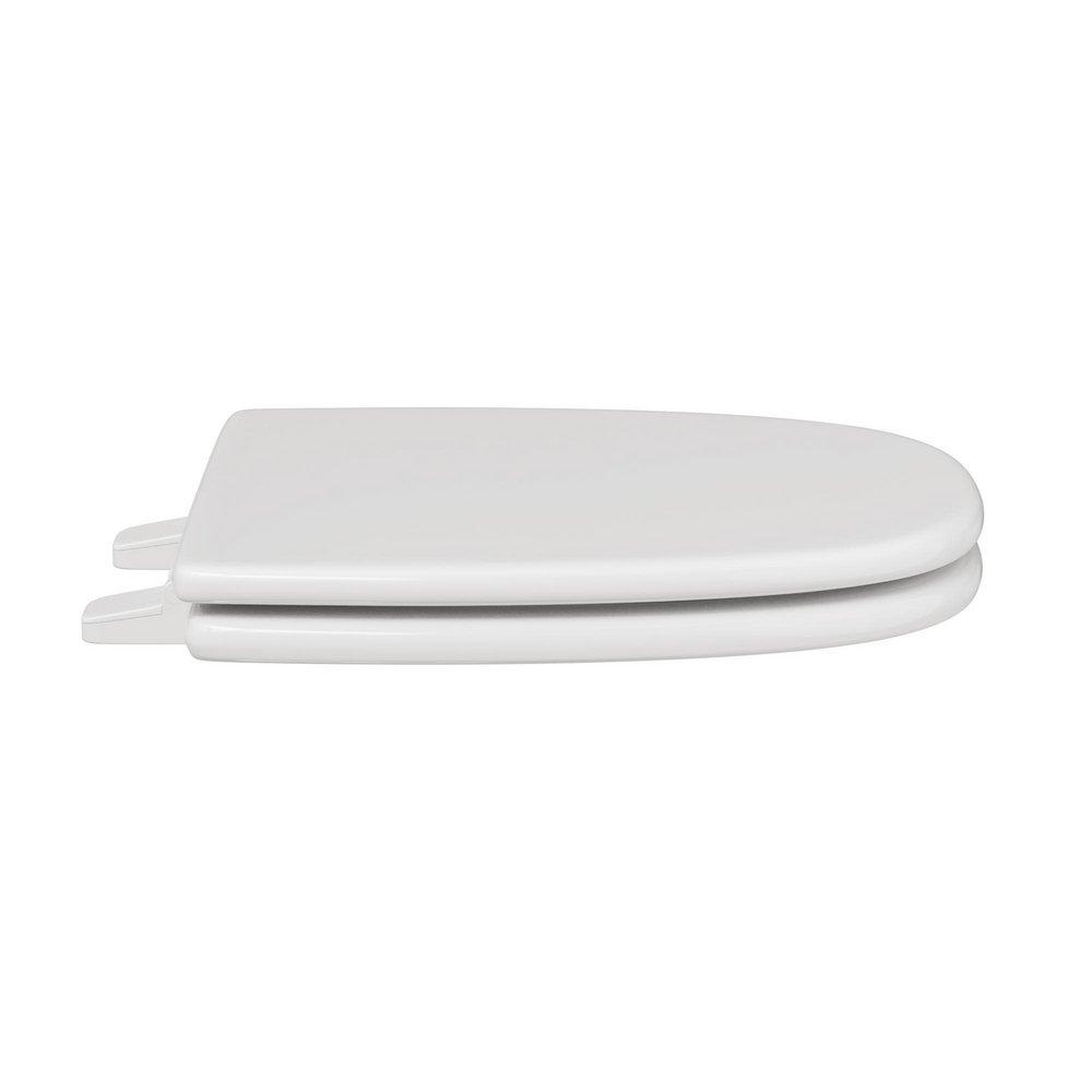 Round Closed-Front Toilet Seat and Lid in White Wood with Square Front 