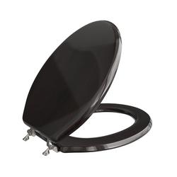Elongated Closed Front Wood Toilet Seat with Cover in Walnut Piano Finish