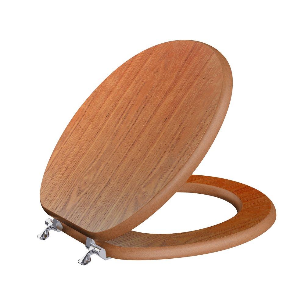 Round Closed-Front Toilet Seat and Lid in Oak Wood image number 11