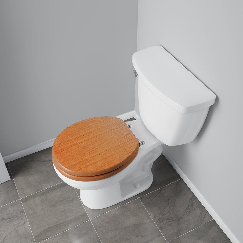 Round Closed-Front Toilet Seat and Lid in Oak Wood image number 10