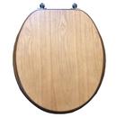 Round Closed-Front Toilet Seat and Lid in Oak Wood 