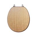 Round Closed-Front Toilet Seat and Lid in Oak Wood 