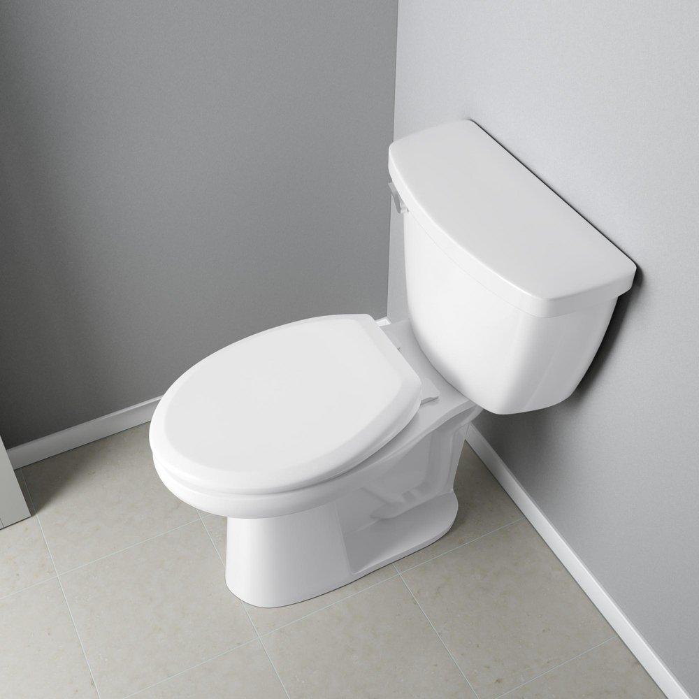 Elongated Open Front Toilet Seat with Cover in White 