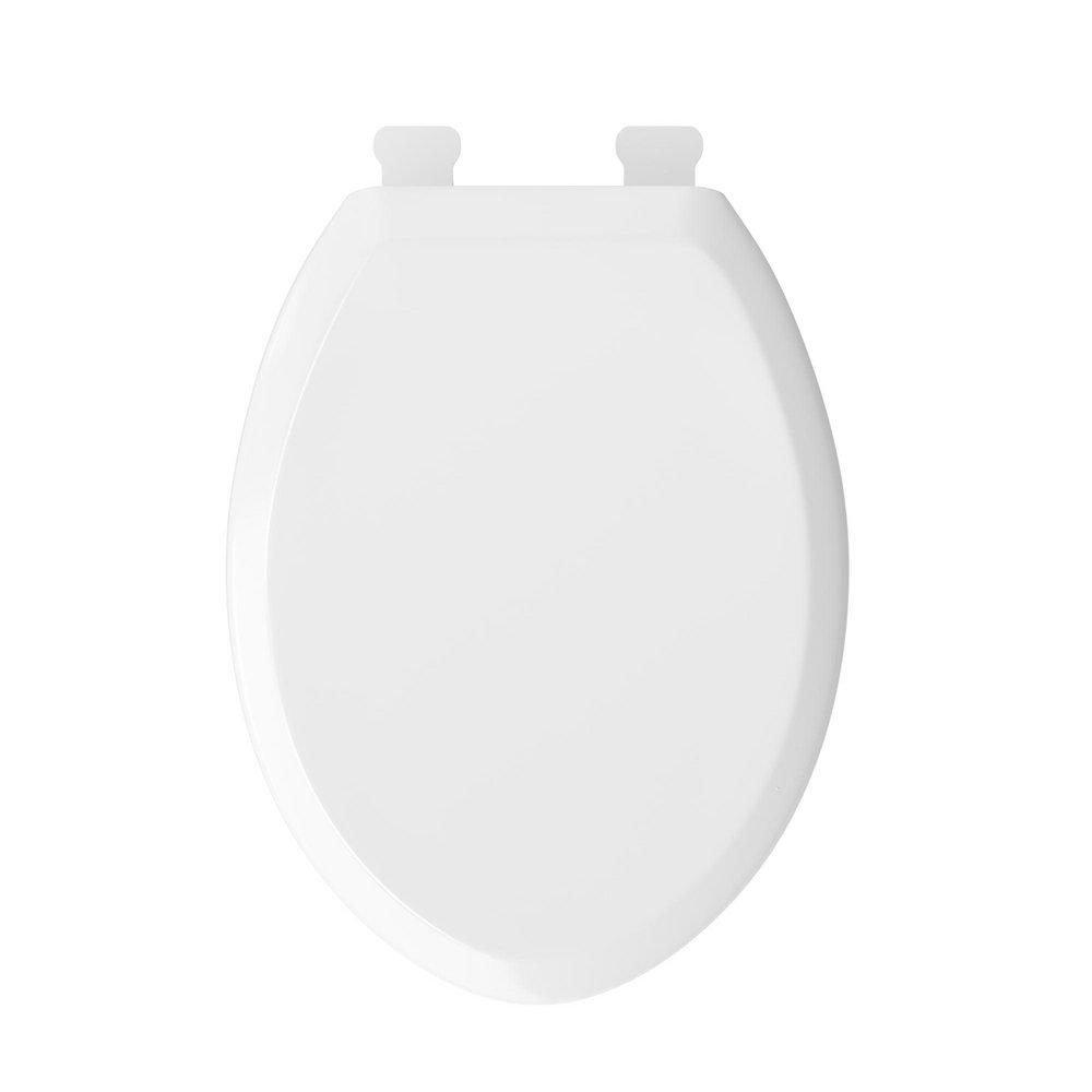 Elongated Open Front Toilet Seat with Cover in White 